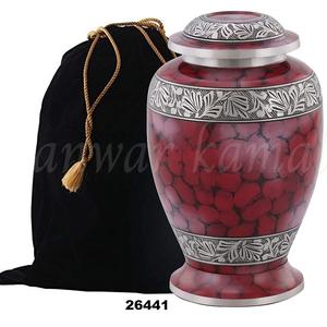 Bolsa de urna de cremación para adultos con grabado de hoja de plata Bella Red Cloud de estilo americano de alta calidad estándar ecológica personalizable - Product Image 1