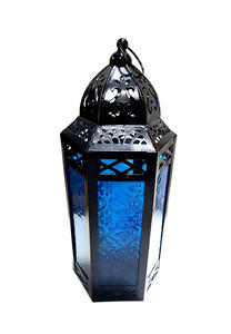 Lanterne à bougie marocaine vintage de qualité supérieure petite conception de verre en métal pour la décoration de la maison Logo personnalisable pour Noël - Product Image 2