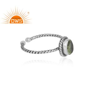 Anillo de plata de diseño oxidado, joyería trenzada, proveedor de joyas, GEMA de peridoto verde, venta al por mayor - Product Image 2