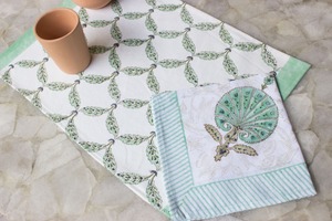 Ensemble de 6 draps de Table et 6 tapis à main en coton, imprimé Floral indien, accessoire pour le bricolage - Product Image 4