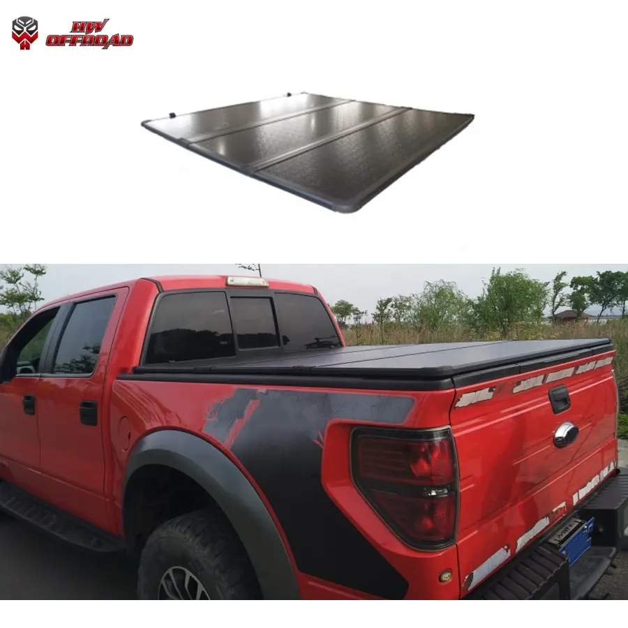 Pickup Truck Hard Tri-Fold Bed Cover With LED Light For Ranger 2012 + T6/T7/T8 Double Cab 1.48m Bed