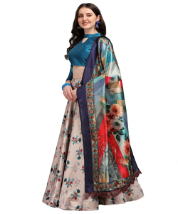 Lehenga Choli de mariée en Georgette, de créateur indien, brodé main et coloré, avec blouse, vêtement traditionnel sur mesure, vente en gros Alphanumero - Product Image 1