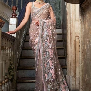 -New-Stylish- Exclusive Beautiful Hand Work on Saree with Glass Beads Stone Work for Wedding/party Season-2024 - Product Image 1