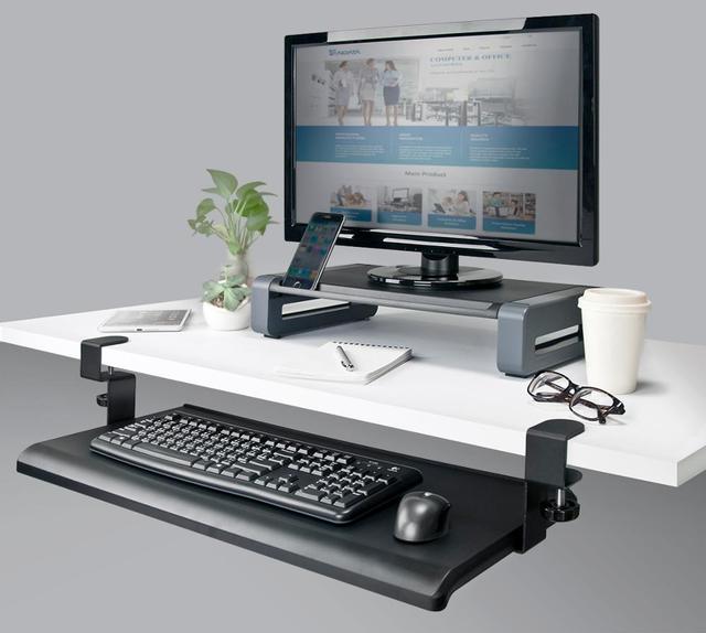 Under Desk Keyboard Tray, Clamp on Keyboard Drawer AIDATA
