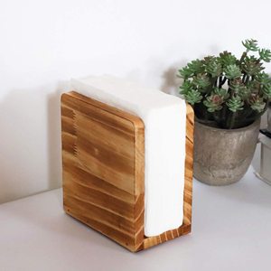 Porte-serviette en bois forme carrée et design de feuille porte-serviette pour fête naturelle et royale manche de serviette en bois - Product Image 3