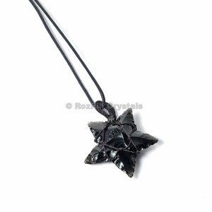 Best Saler of <b>Black</b> Obsidian Star with Cord <b>Wrap</b> Pendants : <b>Black</b> Obsidian Star with Cord <b>Wrap</b> Pendants For Sale - Product Image 1