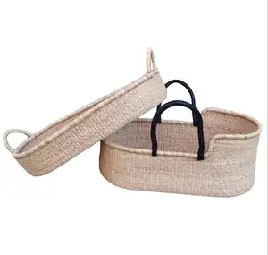 Hot Sale Jute Seagrass Decoration Baby Changing Basket Organizer Durable Handwoven