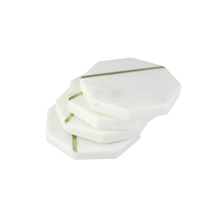 White Marble <b>Tea</b> <b>Coaster</b> Set Hexagonal Shape Decorative Marble <b>Coaster</b> For Coffee Beer Mug Wine Cup <b>Coasters</b> For Kitchen Usage - Product Image 1