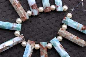 High Quality Natural Larimar Gemstone 11 Pieces Faceted One-Point Pencil Semiprecious Stones <b>Blue</b> Briolette Beads 1 Strand - Product Image 2