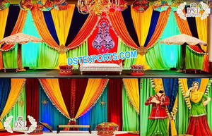 Musulmán Mehndi escenario bordado telón de fondo cortinas musulmanas boda bordado cortinas diseñador telón de fondo cortinas para la venta - Product Image 3