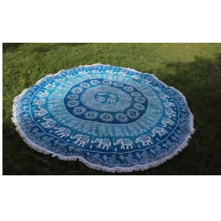 Toalla de playa redonda de algodón con Mandala de elefante, colchoneta para Picnic, colgante de pared, arte increíble