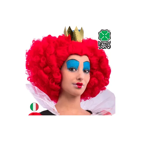 Made in Italy Synthetic hair Queen of Hearts cute cosplay wig kinky curly wig unicolor with golden crown