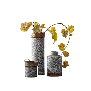 Antique Design Galvanized Flower <b>Vase</b> <b>Set</b> Of <b>3</b> Different Size Flower <b>Vase</b> For Garden Decor Accessories - Product Image 1