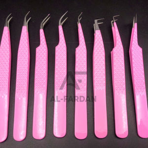 Pince à cils rose vif Diamond Grip Logo personnalisé Botte russe Extension de cils Pince à épiler Pointe en fibre Pince à épiler pointue - Product Image 2