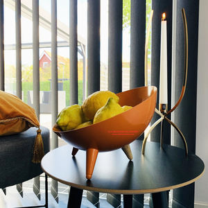 ชามผลไม้โลหะดีไซน์วินเทจ,ชามเสิร์ฟผักและแอปเปิ้ลสีกลางโต๊ะสีส้มสำหรับห้องนั่งเล่นในบ้าน - Product Image 3