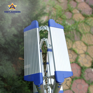 VIETLADDERS Industrial Aluminum Alloy <b>Step</b> Ladder 3 <b>Steps</b> 150kg Capacity Portable Home Warehouse Use 12.5FT <b>Foldable</b> Manual Lock - Product Image 4