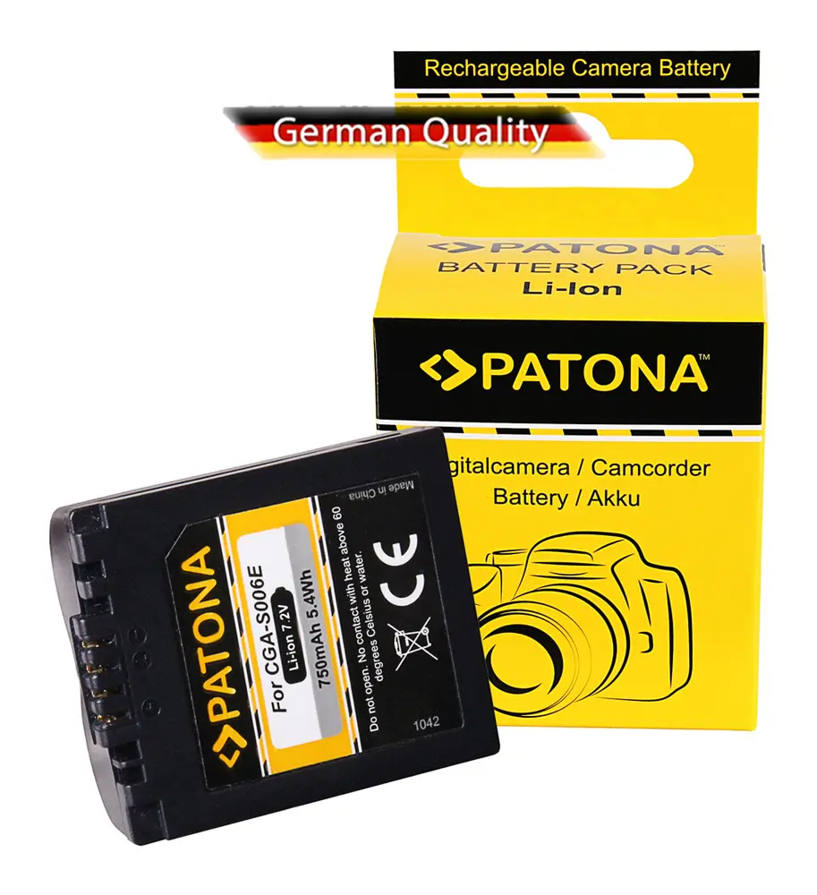 Batterie PATONA, pour appareil photo: DMC-FZ50, FZ7, FZ8, CGR-S006: 710mAh: 7,2V: 5,1 Wh, livraison gratuite