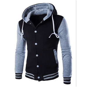 lettermen <b>jacket</b> style <b>fleece</b> pullover button style hoodie for men - Product Image 1