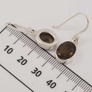Pendientes de cuarzo ahumado natural 9x11mm Piedras facetadas ovaladas populares auténticas Plata de Ley 925 Tienda al por mayor - Product Image 3