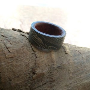 Anillo de boda de acero damasco - Product Image 1