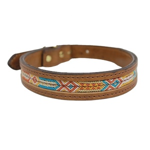 Top Selling 100% Genuine Cow Leather <b>Dog</b> <b>Collar</b> Woven Work Design Solid Rivet Wholesale Manufacturer Customization Available - Product Image 1