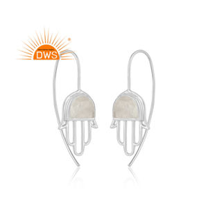 Pendientes de piedra lunar de arcoíris Natural, diseño de mano de Hamas, joyería colgante de plata 925, venta al por mayor - Product Image 2