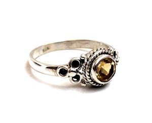 ชุดแหวนสเตอร์ลิงสไตล์คลาสสิกสีเงิน925พร้อมง่ามพลอยซิทรีนธรรมชาติตั้งค่าแบบเหลี่ยมเพชรพลอยสำหรับวันครบรอบ - Product Image 1