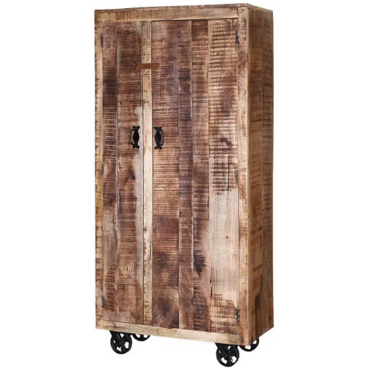 Unico armadio in legno armadio mango legno massiccio fatto a mano armadio su ruote portatile