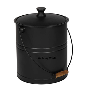 Cubo para Leña de Jardín, Recubrimiento en Polvo Negro, Diseño Clásico y Elegante, Nuevo Cubo Metálico para Leña - Product Image 4