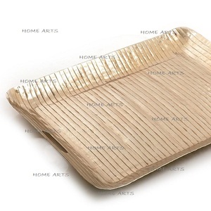 Plateau de service en aluminium couleur or pour chocolats, lot de 2 tailles différentes, plateau de service pour thé et café par Home Arts - Product Image 4