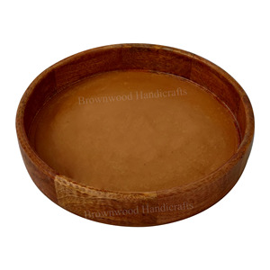 Bandeja redonda de madera para servir en restaurantes y hoteles, bandeja de madera duradera para comida, bandeja de madera decorativa, proveedor a granel, venta al por mayor - Product Image 1