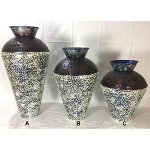 Florero de Metal con estilo, moderno y antiguo, forma redonda, Color terminado, 3 juegos y Color negro - Product Image 1