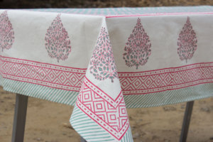 Toile de coton indien à motif Floral, nappe de Table imprimée à la main, 6 et 8 places, décoration florale - Product Image 3