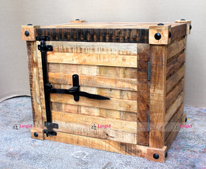 Mesitas de Noche de Madera Estilo Vintage con Tirador Integrado, Mesa de Madera con Acabado Rústico de Una Puerta, Muebles de Dormitorio - Product Image 4