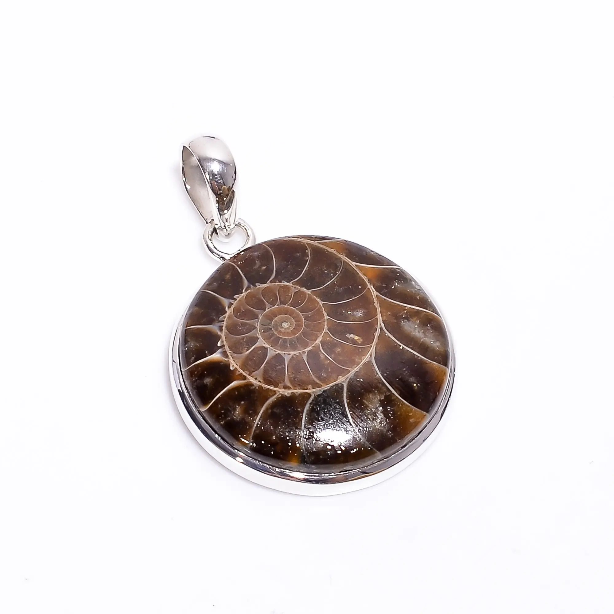 Classic 925 sterling silver ammonite gemstone pendant jewelry At Wholesale Price