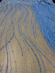 Tela de encaje de malla de tul con cuentas azules para bodas, nuevo producto del fabricante de telas, proveedor para accesorios de ropa - Product Image 3