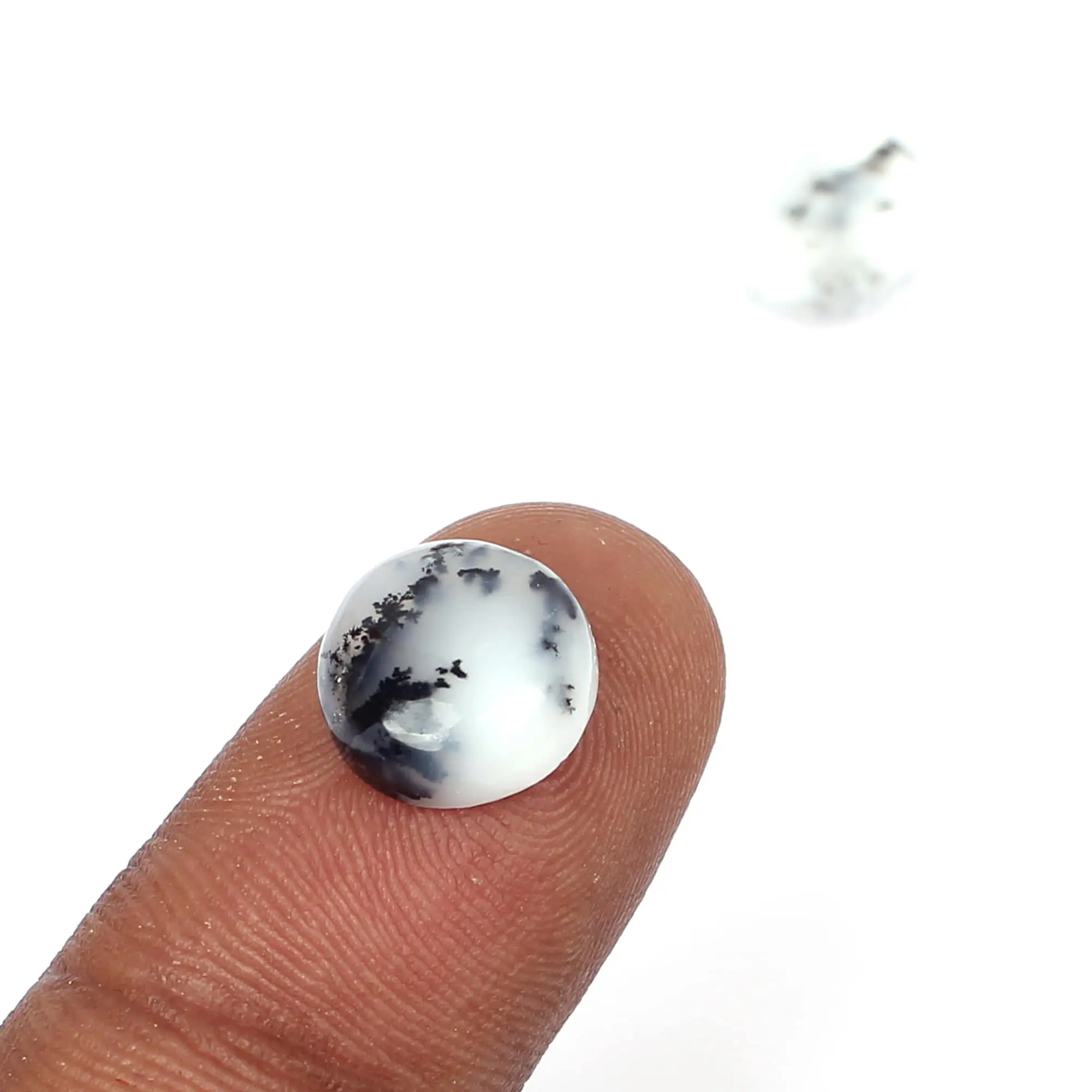 Smooth round gemstone natural dendritic opal 10mm 2.95 Cts for making jewellery