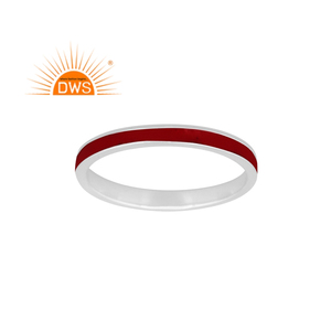 925 Fine Sterling <b>Silver</b> Handmade Maroon Enamel Design Band <b>Ring</b> For Women <b>Silver</b> Jewelry Manufacturer - Product Image 1