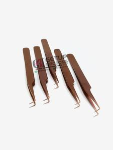 Nuevas pinzas profesionales de Extensión de pestañas de acero inoxidable de 90 grados, oro rosa liso con logotipo personalizado, instrumento de belleza - Product Image 2