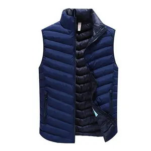 Gilet imbottito personalizzato da uomo sport Outdoor Solid Puffer giacche senza maniche Full Zipper Scrunchy Bottom Winter Warm gilet