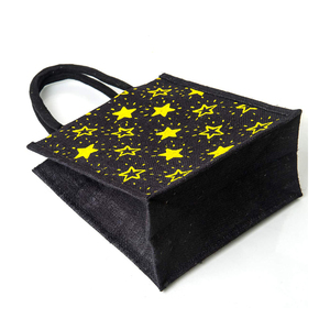 High Quality Black Handmade Jute <b>Bags</b> Elegant Printed Multipurpose Biodegradable & Reusable with <b>Zip</b> & Handle for Sale - Product Image 3