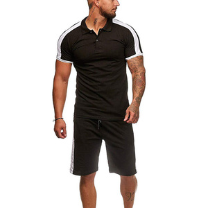 ชุดกีฬาแขนสั้นลายทางสำหรับผู้ชาย,เสื้อยืดกางเกงขาสั้นชุดวอร์มสำหรับฤดูร้อน - Product Image 4