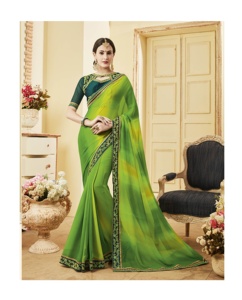 Hermoso Saree de Diseñador con Blusa para Ocasiones Especiales, Saree Indio de Algodón y Seda Lavable para Mujer, Talla Adulto, 5.5m Saree + 1m Blusa 500 - Product Image 1