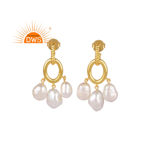 Dernier design 2026 Boucles d'oreilles pendantes en perles naturelles pour femmes Fabricant de bijoux de mode - Product Image 1
