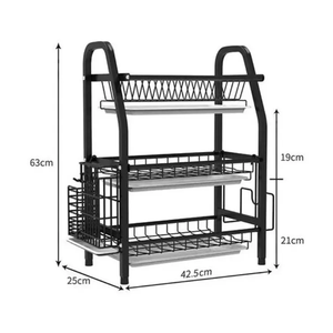 Estante de almacenamiento de utensilios, estante de acero inoxidable para encimera, organizador, escurridor para platos - Product Image 3