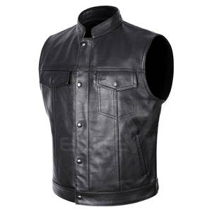 Gilet en cuir sans manches élégant et décontracté pour homme, col en V, coupe-vent, imperméable, respirant, vêtement d'extérieur, Pakistan authentique - Product Image 2