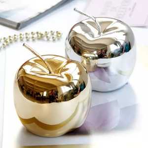 Nuevo diseño 2023 hermosa decoración del hogar de lujo europeo adornos de manzana de metal plateado dorado - Product Image 6