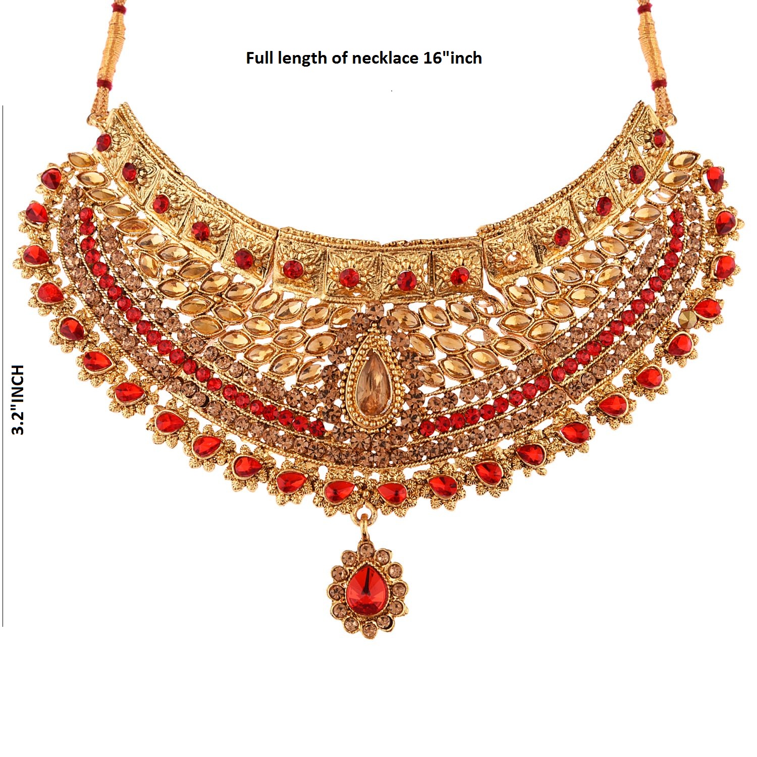 Collier Mangal Sutra Indien Style Bollywood - Or Blanc, Strass, Perles Noires - Bijou Ethnique Pour Femme