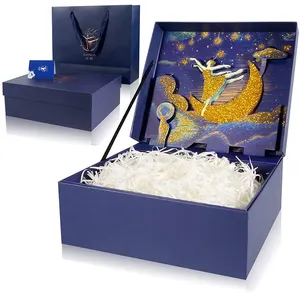 包装解决方案礼品盒3D图案盖方形设计纸质礼品盒圣诞节包装