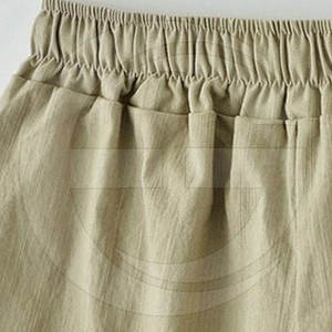 Women Elastic Waist Cotton Linen Casual <b>Shorts</b> With Draws in Khaki Color Women's High Waist Elastic <b>Woven</b> <b>Shorts</b> OEM Hot <b>Shorts</b> - Product Image 3